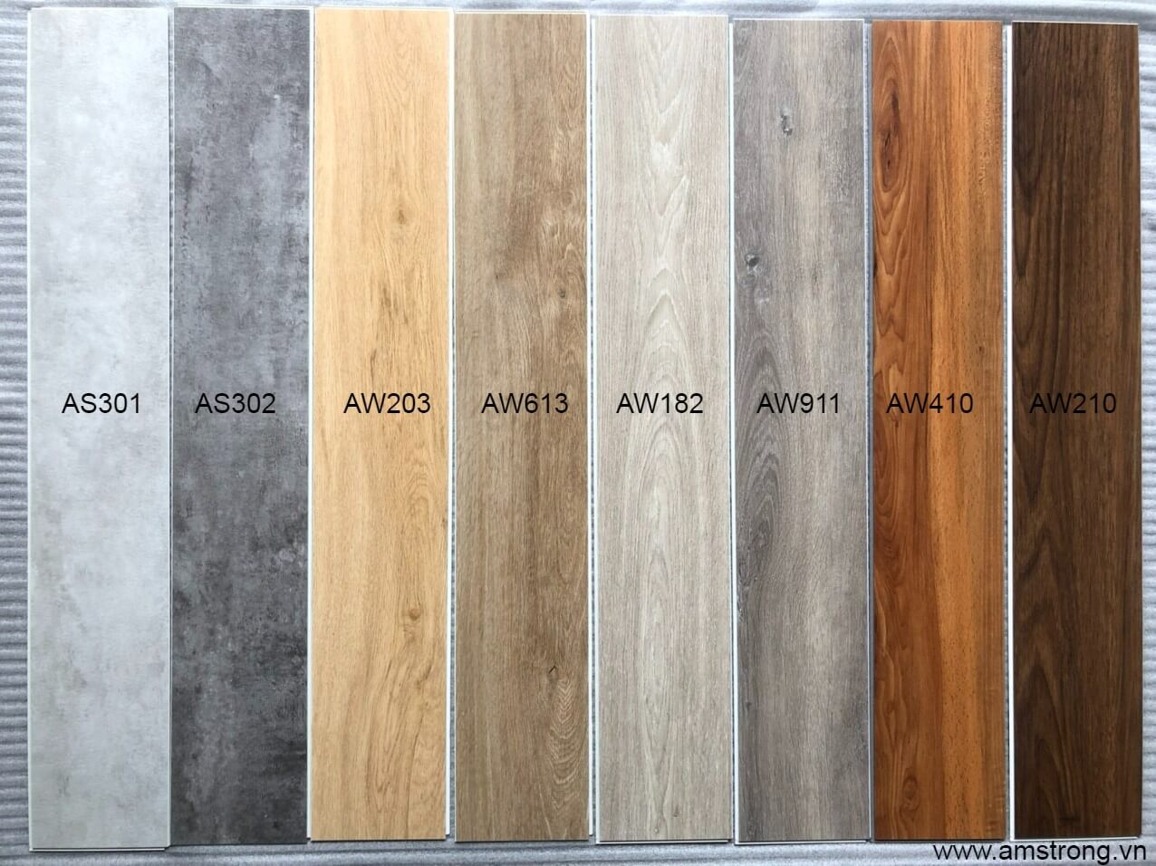 bảng màu sàn nhựa giả gỗ hèm khóa amstrong